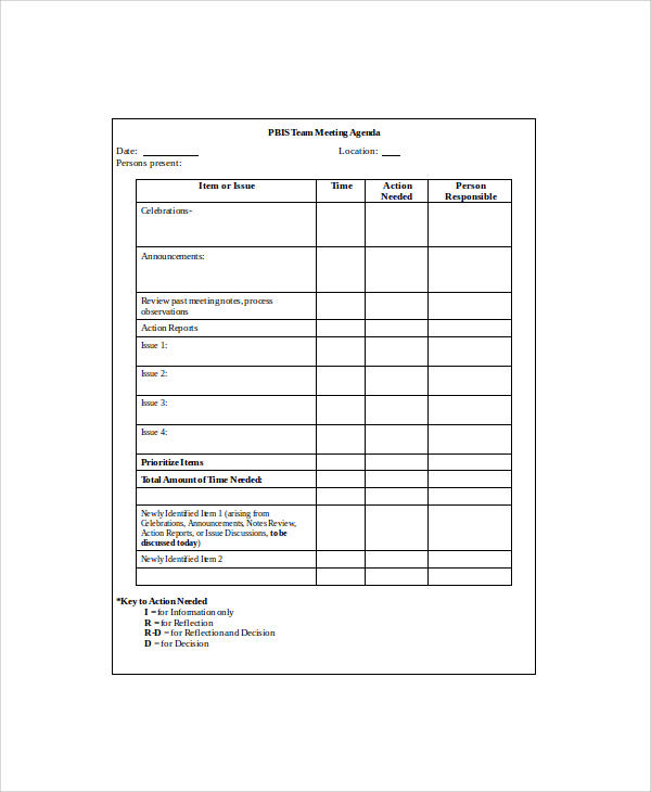 blank team agenda example