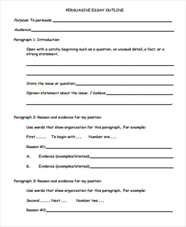 short essay outline template