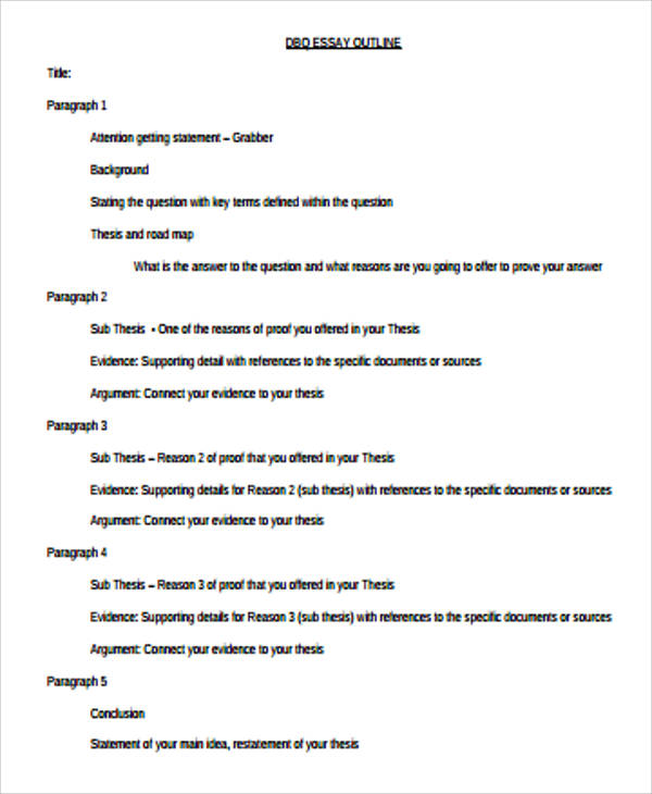 easy essay outline example