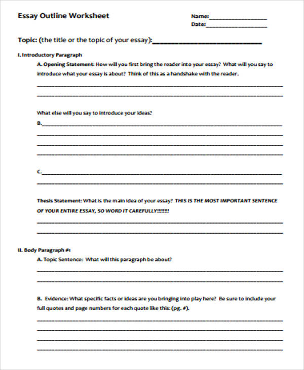 writing an essay worksheet pdf