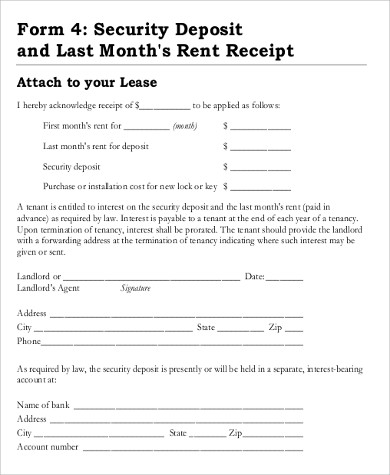 Rental Deposit Receipt Sample TUTORE ORG Master of Documents