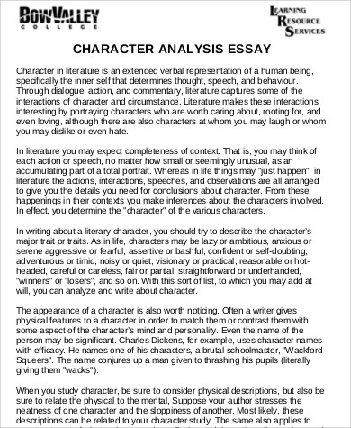 character analysis essay