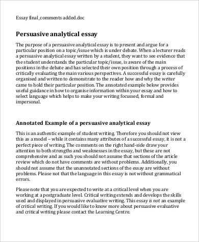 persuasive analysis essay