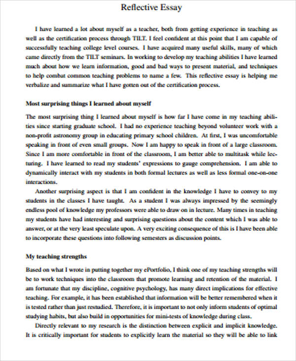 reflective essay in pdf