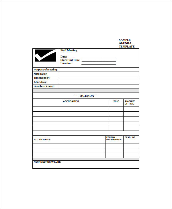 sample staff meeting agenda doc