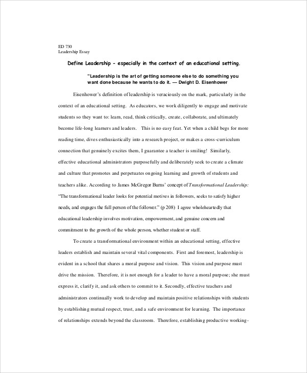 leadership philosophy essay sample