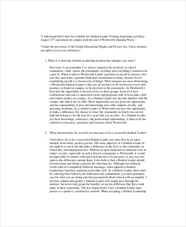 Free 9 Leadership Essay Samples In Ms Word Pdf