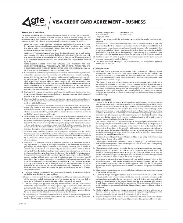 FREE 8 Sample Business Credit Card Agreement Templates In PDF FREE 8 Sample Business Credit Card Agreement Templates In PDF