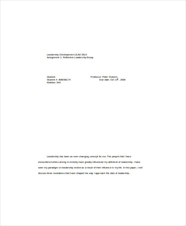 Reflective essay about leadership
