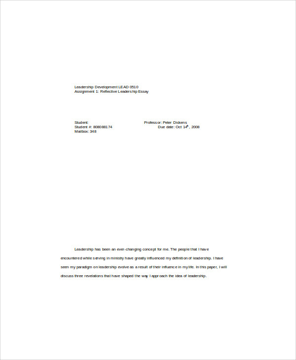 reflective leadership essay