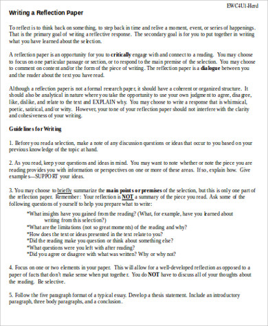 Free 10 Sample Reflective Essay Templates In Ms Word Pdf