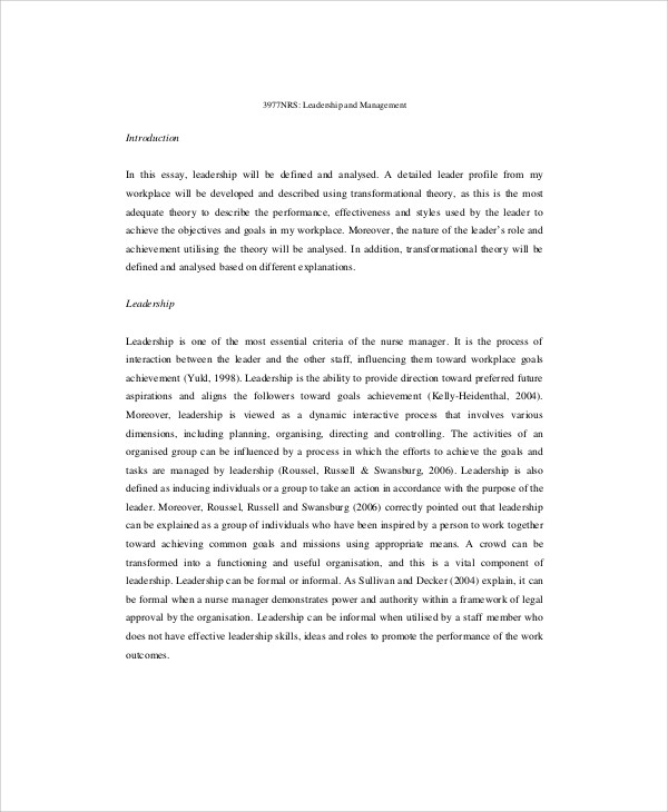 leadership sample essay