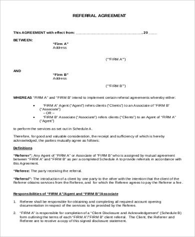 business referral agreement sample