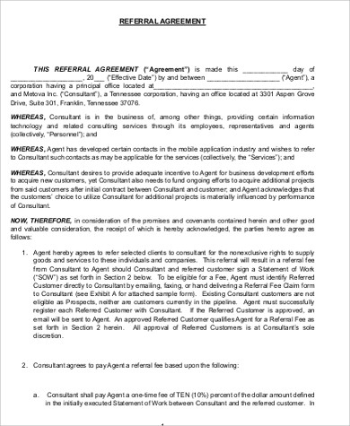business referral agreement form