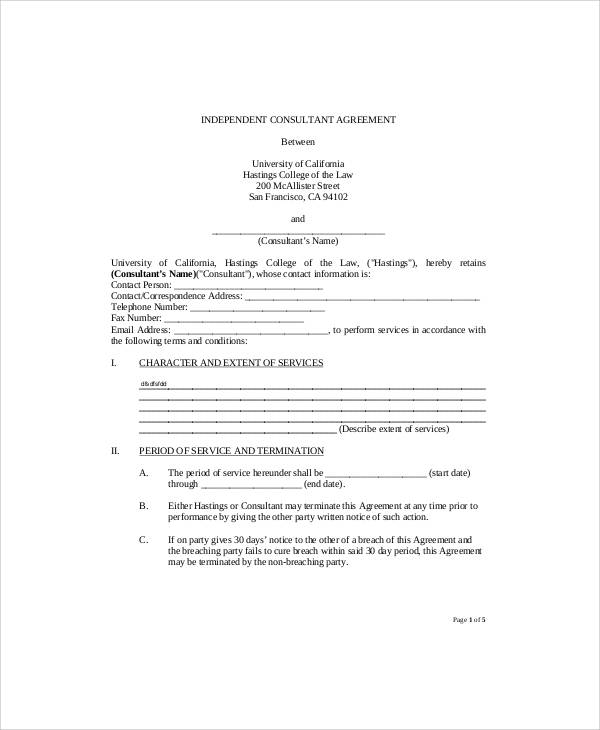 independent consulting agreement example
