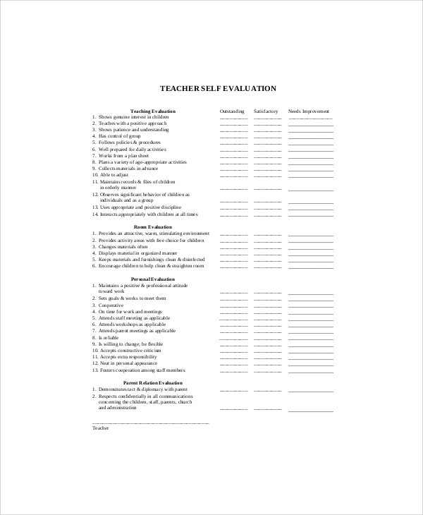 FREE 9 Sample Teaching Evaluation Forms In MS Word PDF