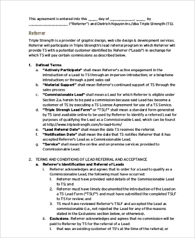 business lead referral agreement pdf