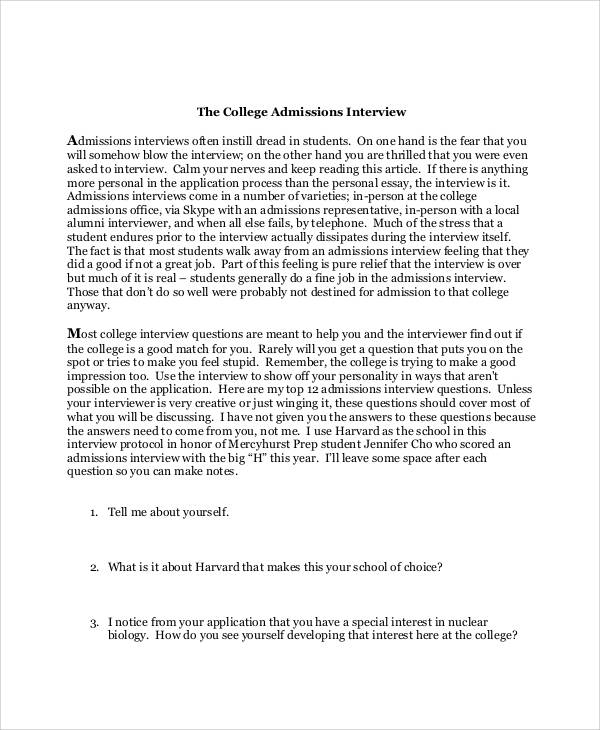 example of an interview essay