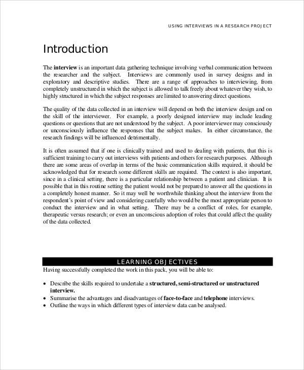 interview dissertation examples