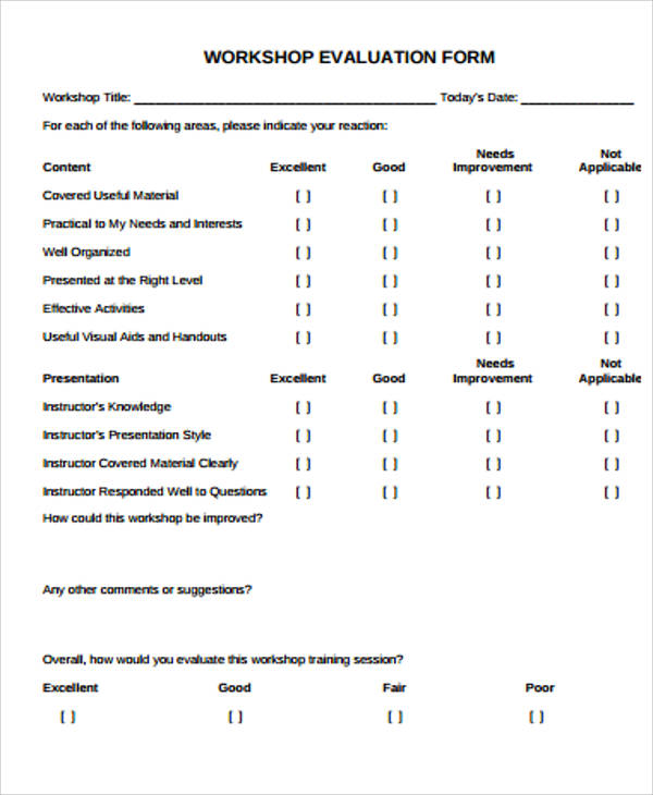 workshop evaluation form