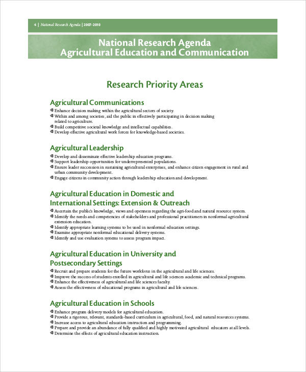 national research agenda
