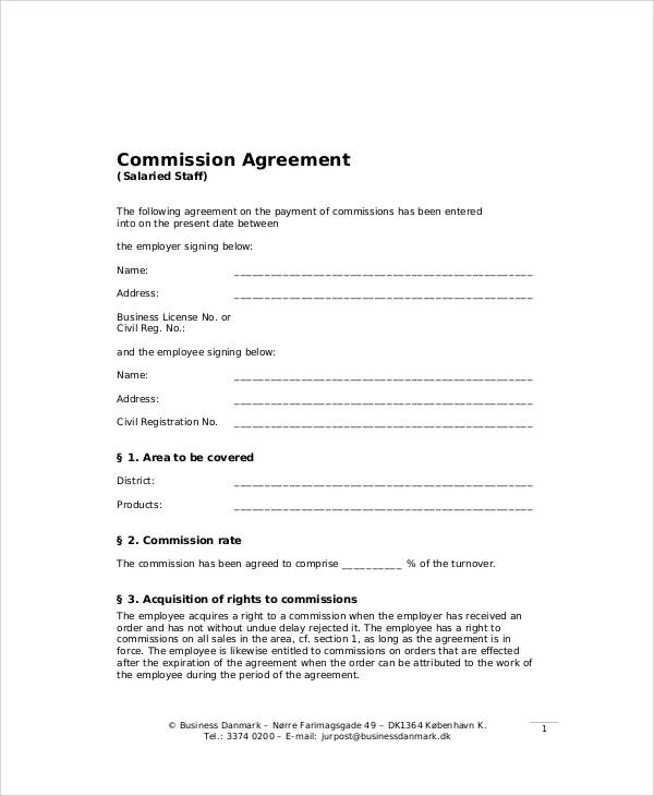 Sales Commission Agreement Template Word