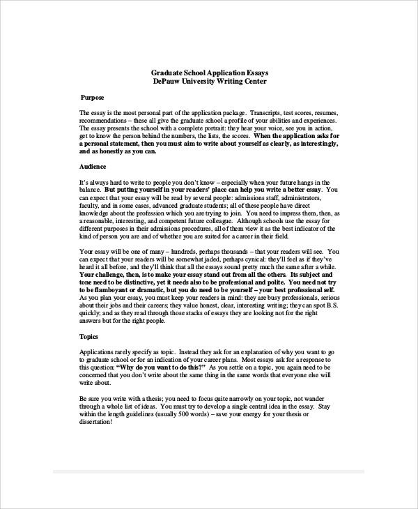 graduate school admissions essay examples