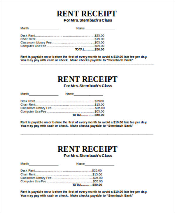 Free Fillable Printable Rent Receipts