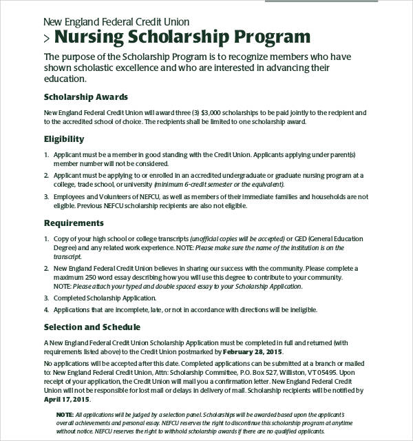 nursing scholarship application essay