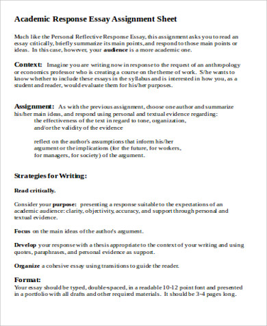 writing a response essay for resume