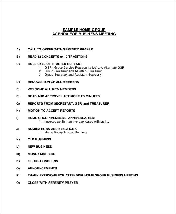 home group agenda for business meeting1