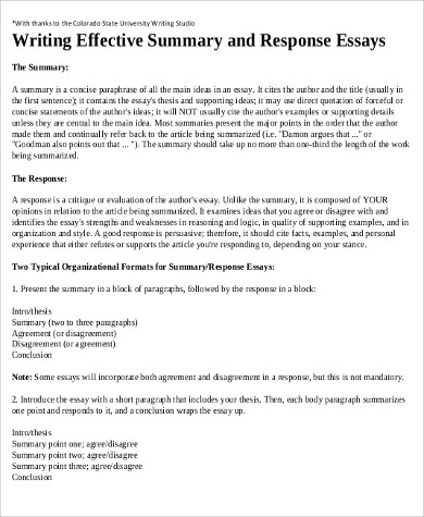 summary response essay structure