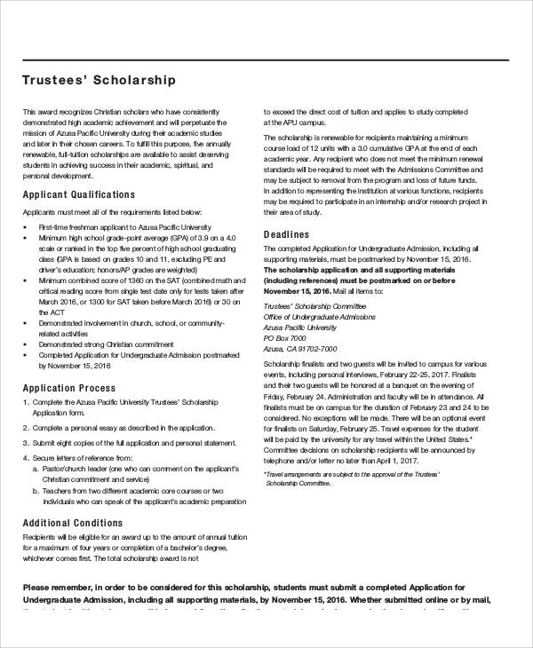 Essay for scholarship application