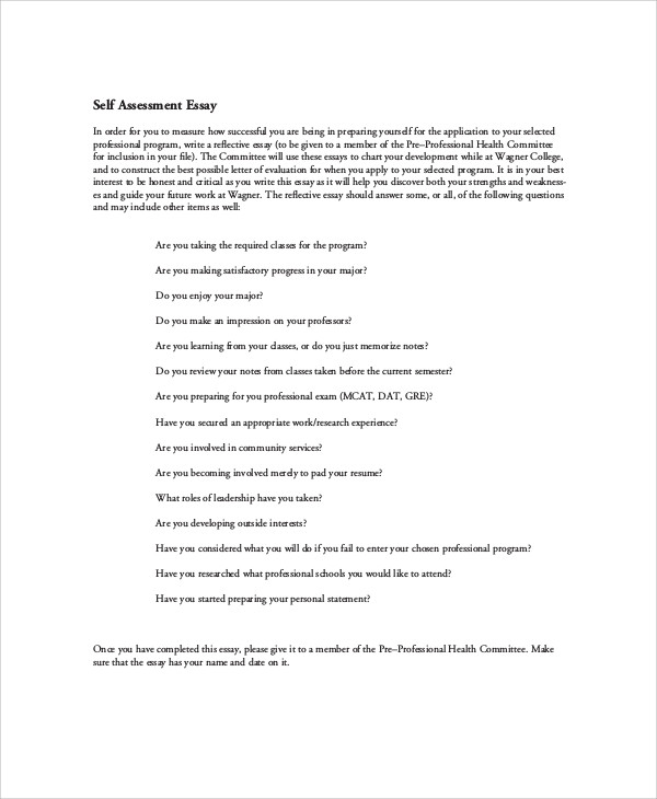 how to write an essay on self assessment