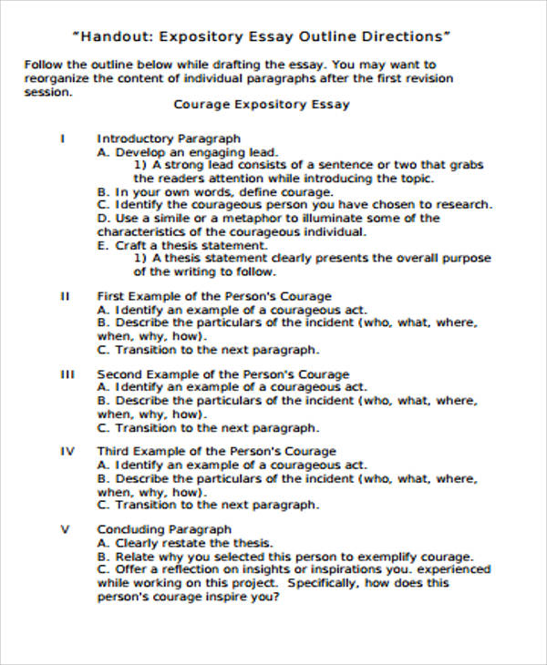 expository essay outline examples