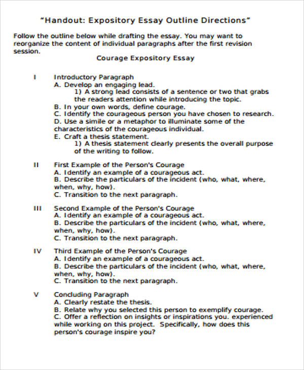 expository essay outline template pdf