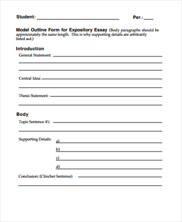 expository essay template middle school