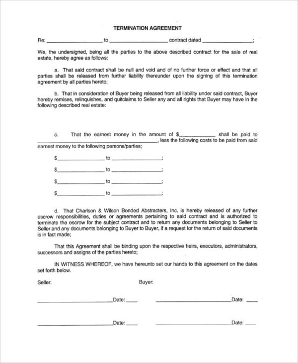 termination of service contract agreement