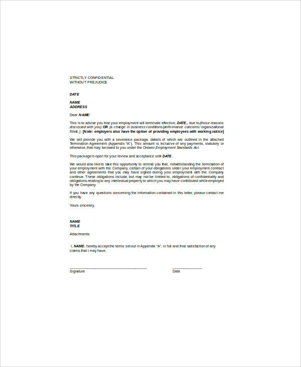 termination of contract agreement letter 