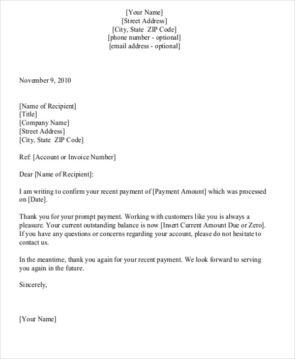 FREE 8+ Sample Payment Received Receipt Letter Templates in PDF MS