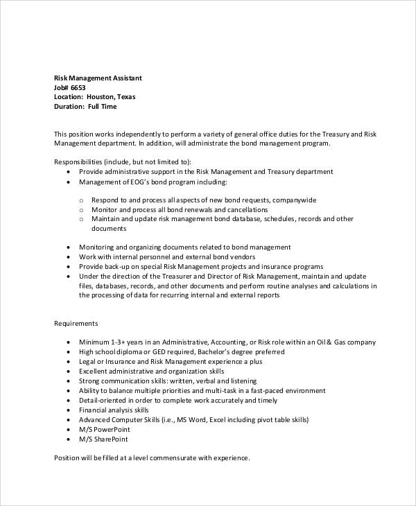 Financial Services Risk Management Job Description / Financial Services Risk Management Resume Sample Mintresume : Controlling, reducing, assessing and quantifying risks are a part of the responsibilities of a **risk management professionals should have certifications from risk management associations.