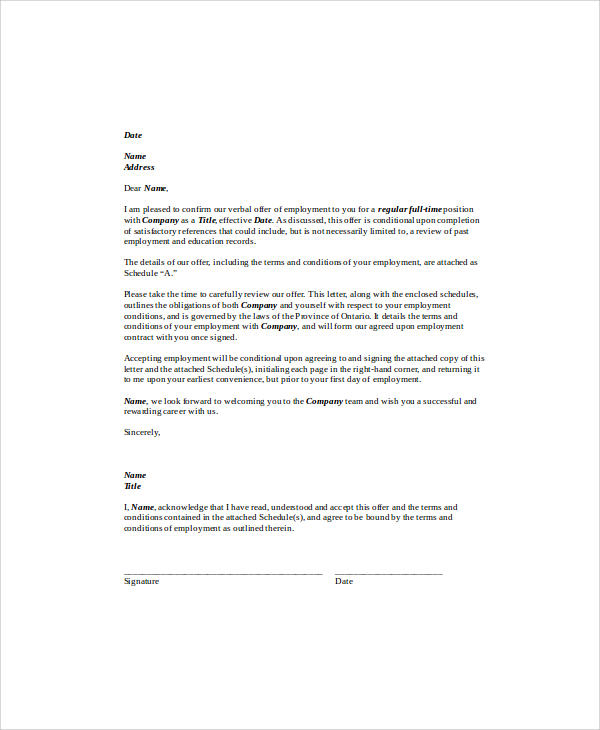 employee contract letter agreement