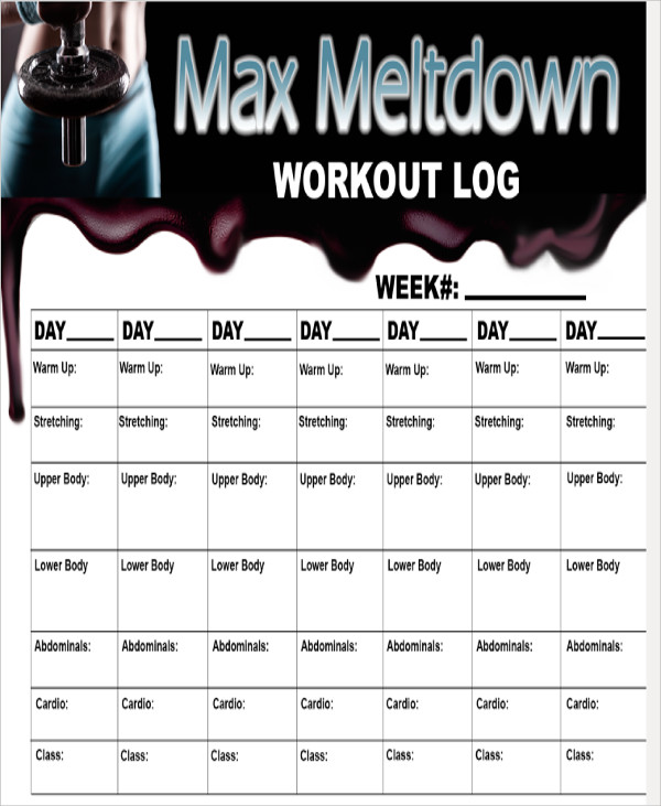 blank workout log sheet