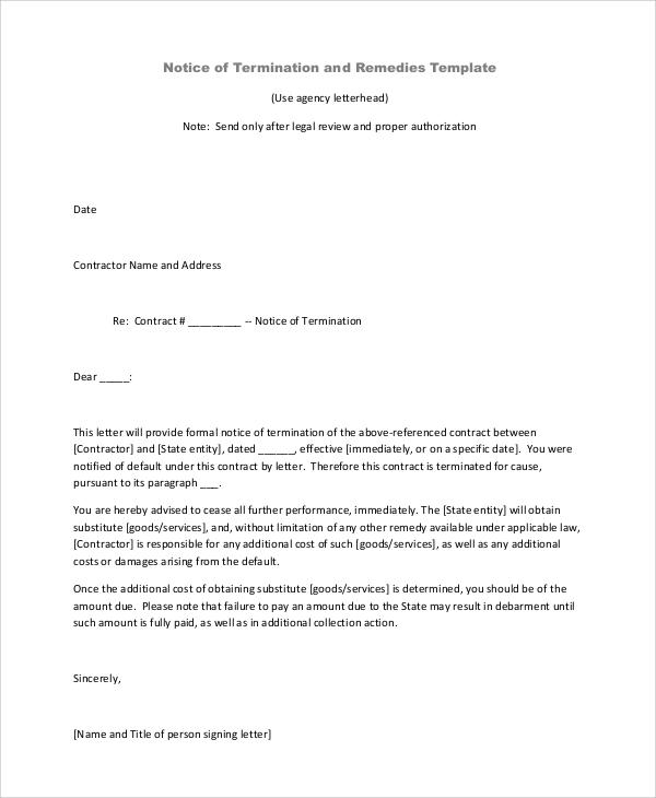 notice of termination agreement letter
