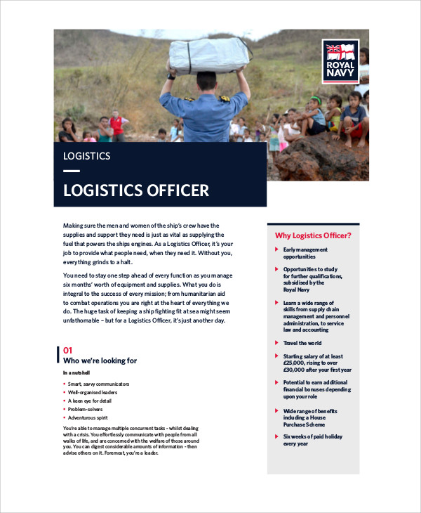 logistics officer job description skills