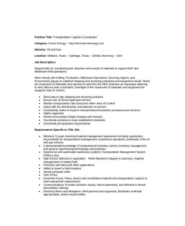 free-9-logistics-coordinator-job-description-samples-in-ms-word-pdf