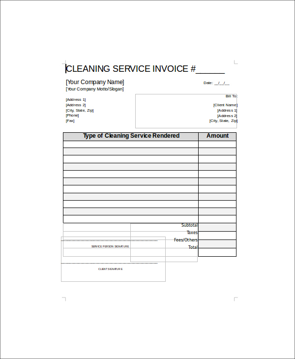 FREE 5 Sample Cleaning Service Receipts In MS Word PDF