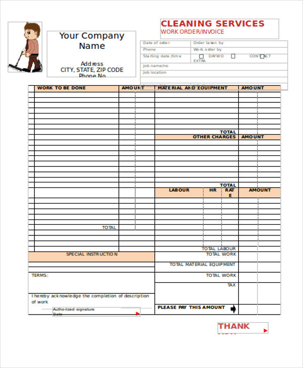 Housekeeping Invoice Template Free PDF Template