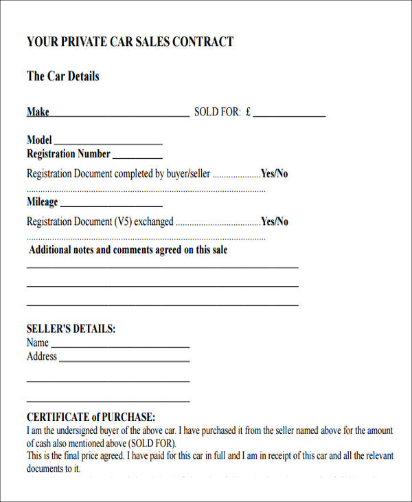 free template for bill of sale for selling a car private party