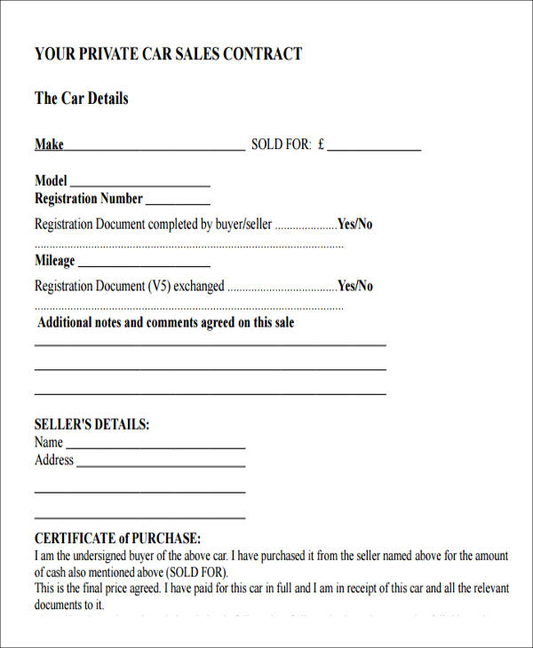 Private Car Sale Receipt Template For Your Needs